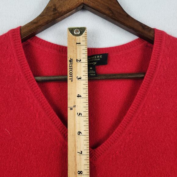 Cashmere by Charter Club Women's Red L/Slv V-Neck  Pullover Sweater - M EUC - Picture 9 of 13